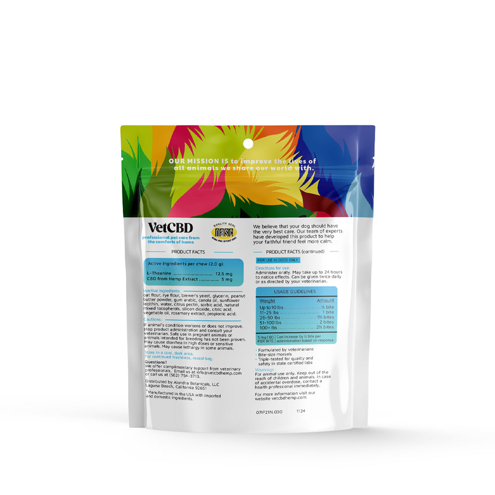 VetCBD Calming chews 30 ct bag back