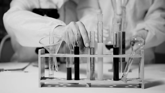 Hand reaching for test tube in lab