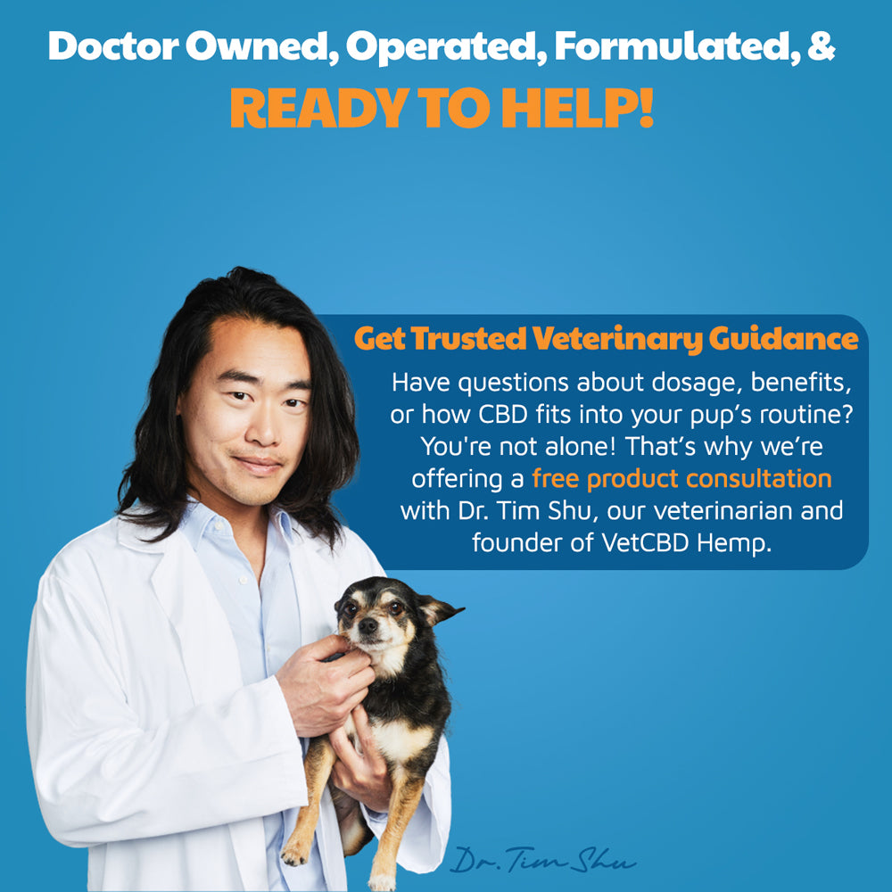Free Product consultation with VetCBD founder Dr Tim Shu
