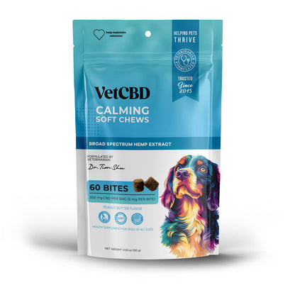 vet cbd 60 ct calming chews 300 mg bag