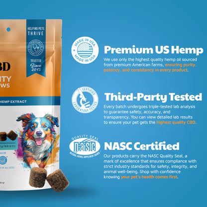 premium US hemp, third-party tested, NASC Certified. 