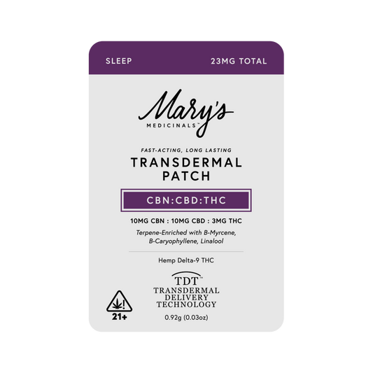 Mary's Medicinals transdermal patch packaging on a white background