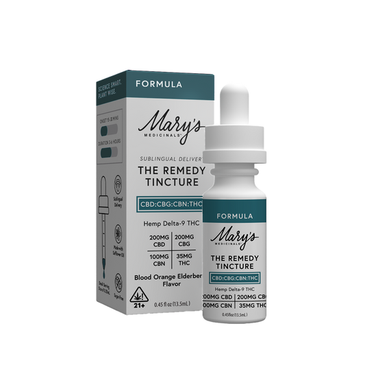 Mary's Medicinals The Remedy Tincture bottle and packaging on a white background