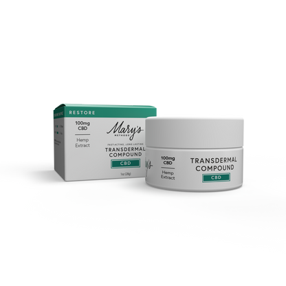 Mary's CBD Transdermal Compound jar and packaging on a white background