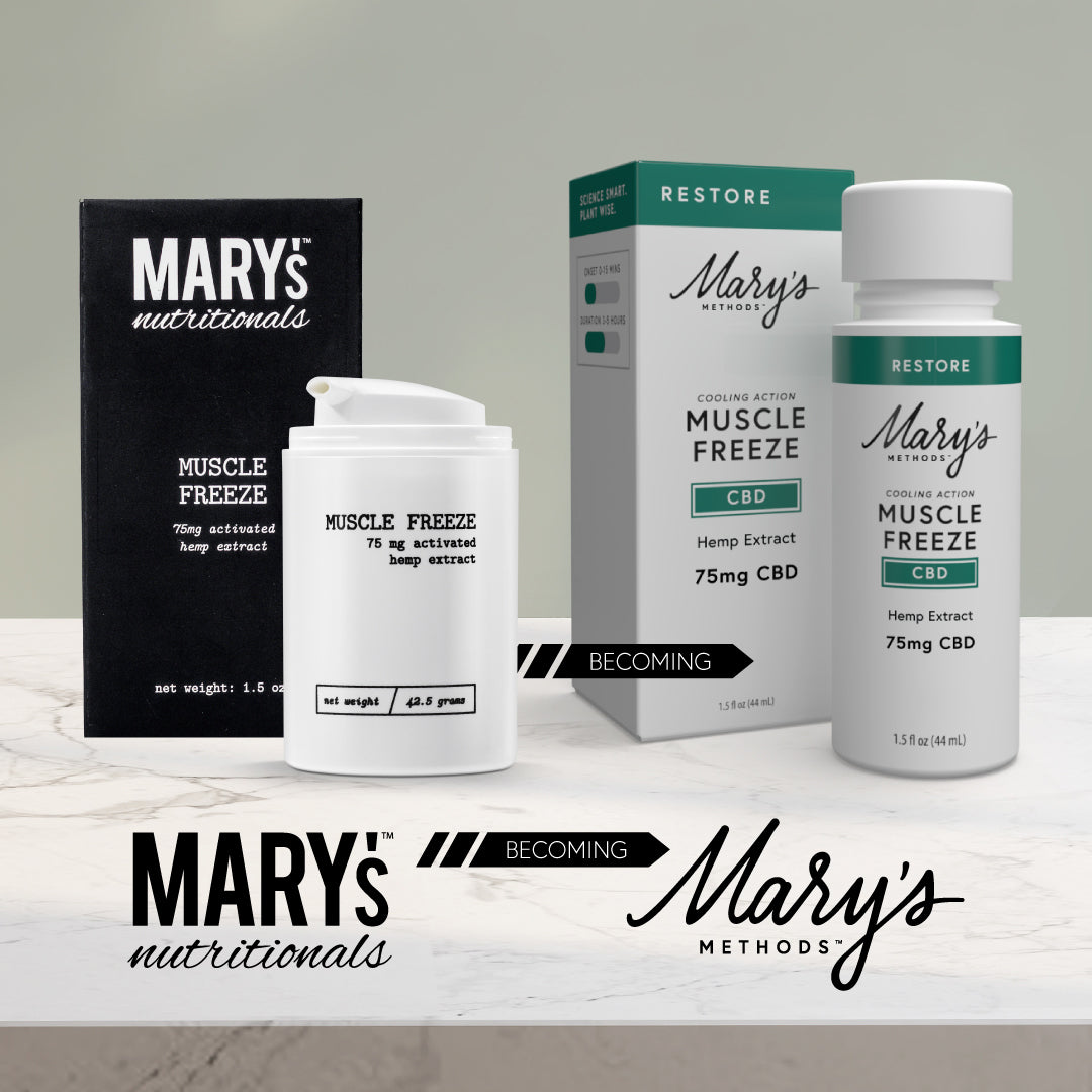 Mary's Nutritionals Muscle Freeze is Becoming Mary's Methods Restore CBD  Muscle freeze