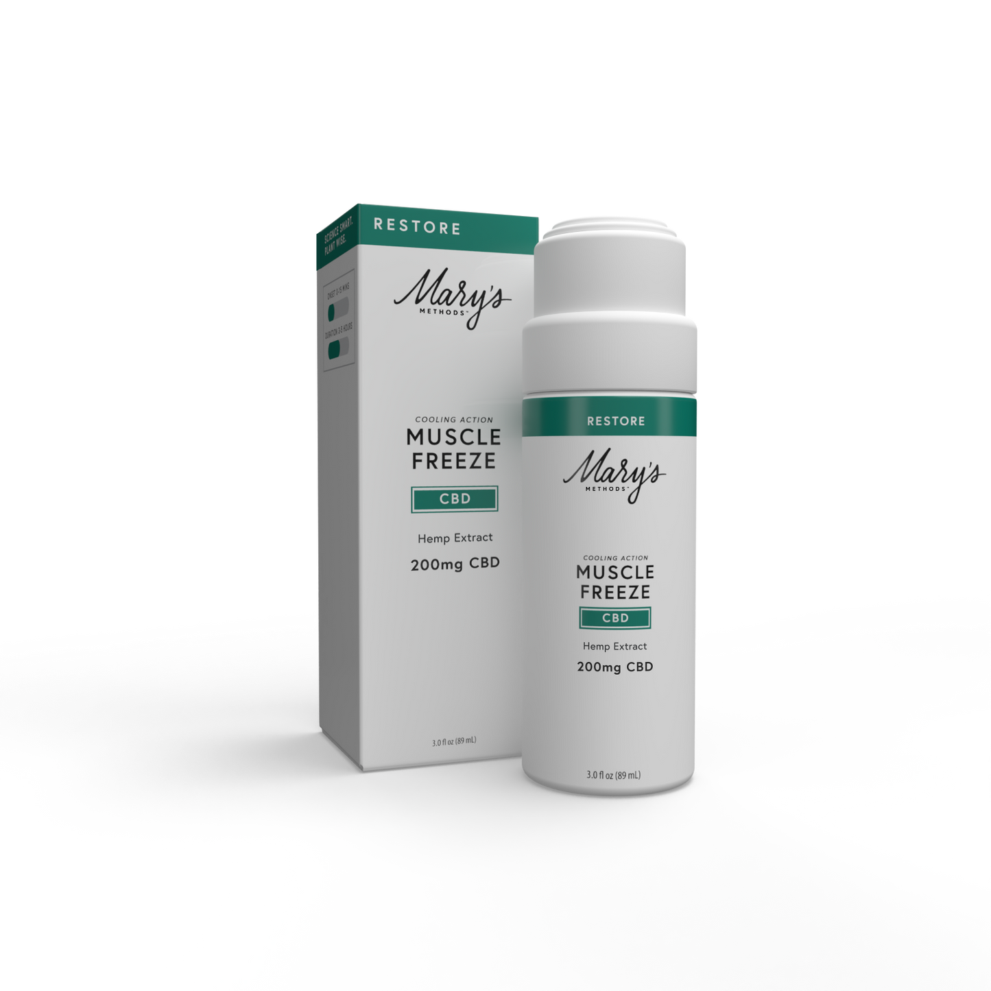 Mary's Methods Muscle Freeze CBD product packaging on a white background