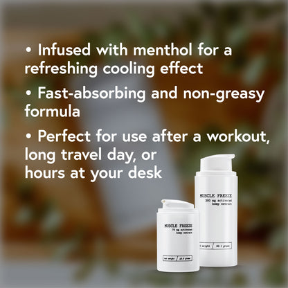 Infused with menthol for a refreshing cooling effect. Fast-aborbing and non-greasy formula. Perfect for use after a workout, long travel day or hours at your desk.
